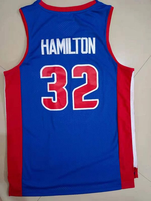 Men Detroit Pistons #32 Hamilton Blue Throwback 2021 NBA Jersey